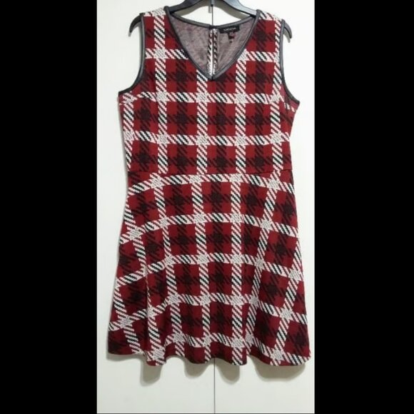 NEW Vero Moda Women's Black, Red & White V-Neck Mini Skirt Tank Top Dress Sz XL - Picture 3 of 6